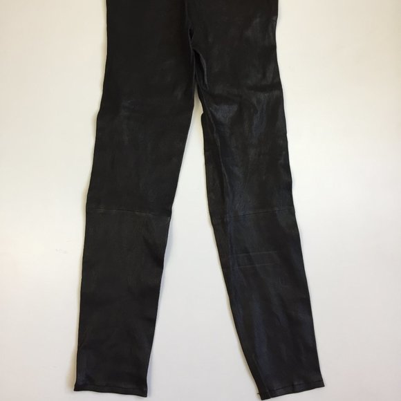 NWT L'AGENCE Black France 100% Genuine Lamb Leather Slim Fit Legging Pants - Picture 9 of 12